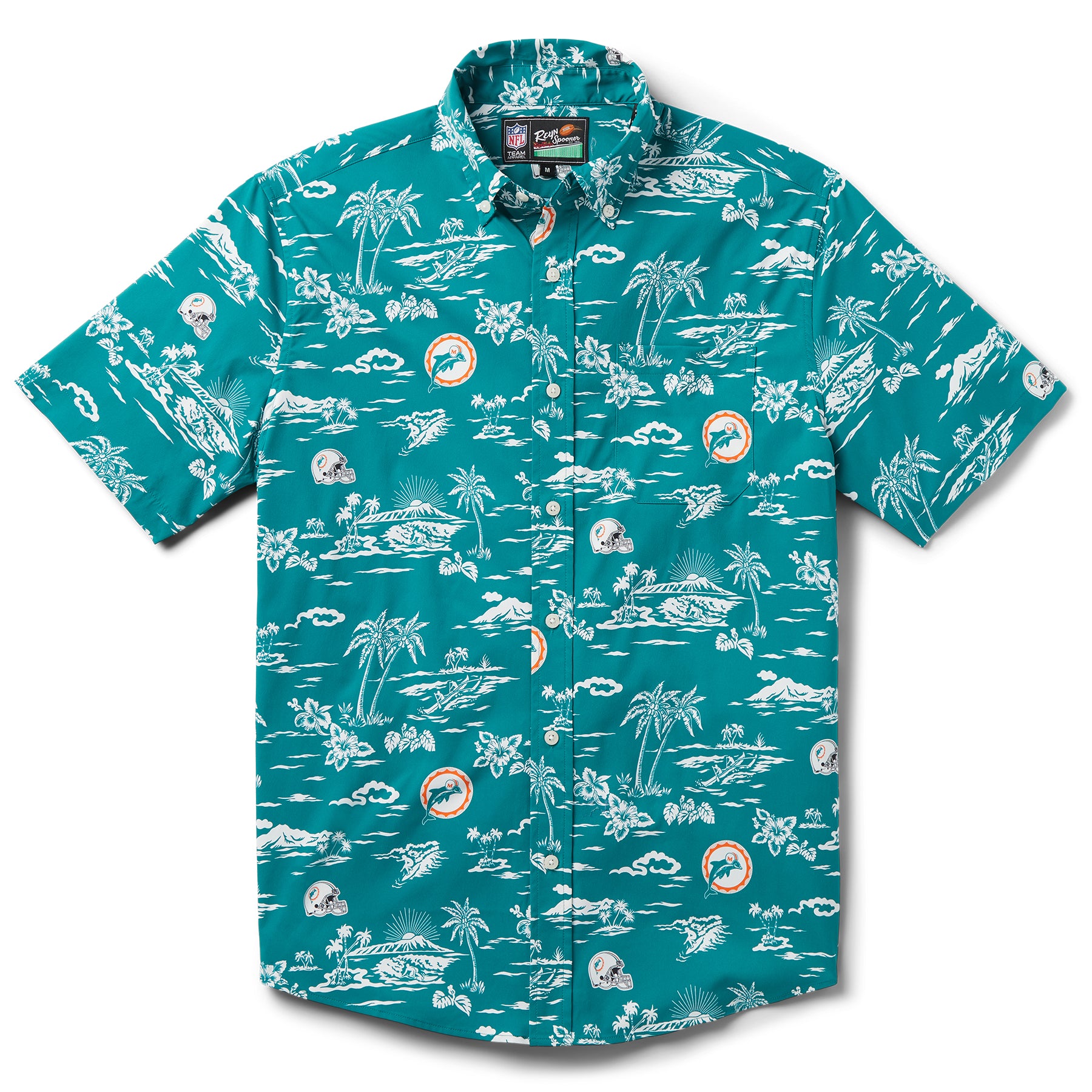 MIAMI DOLPHINS THROWBACK PERFORMANCE BUTTON FRONT
