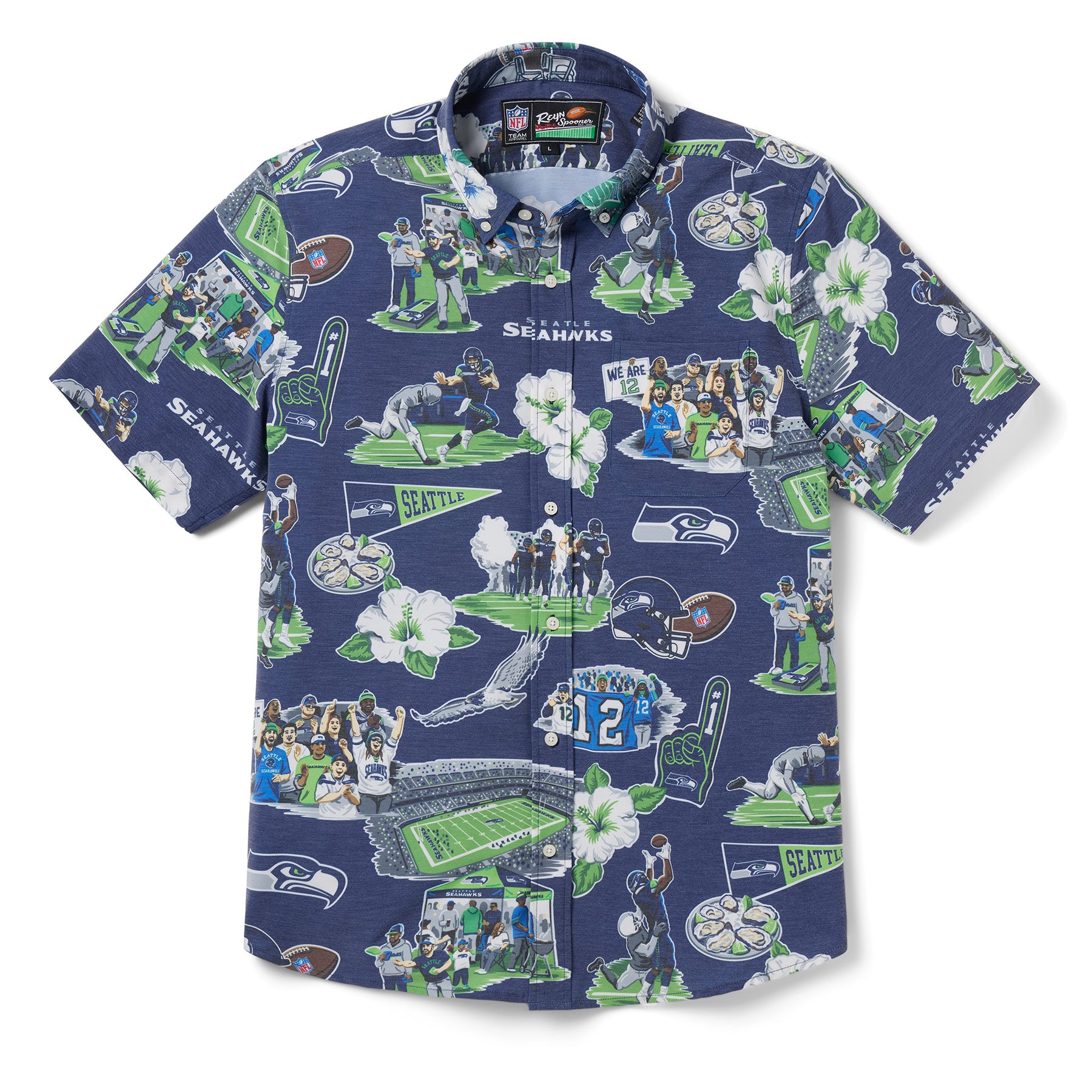 SEATTLE SEAHAWKS SCENIC PERFORMANCE BUTTON FRONT